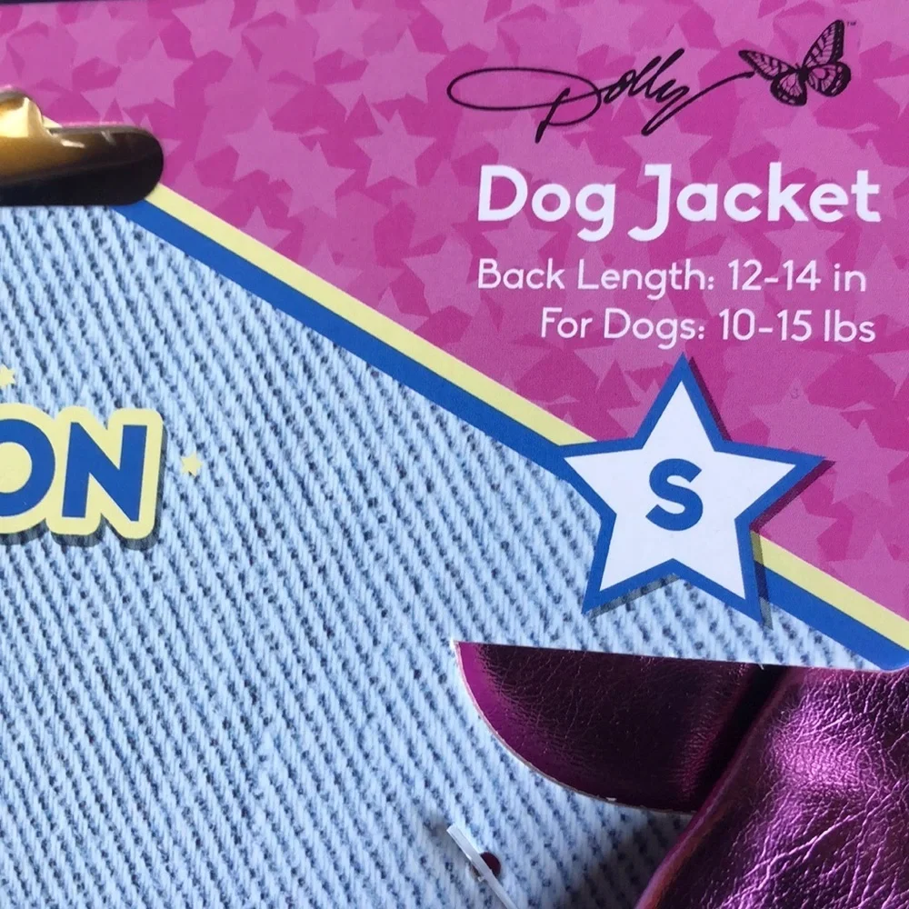 NWT Doggy Parton metallic Moto dog jacket S